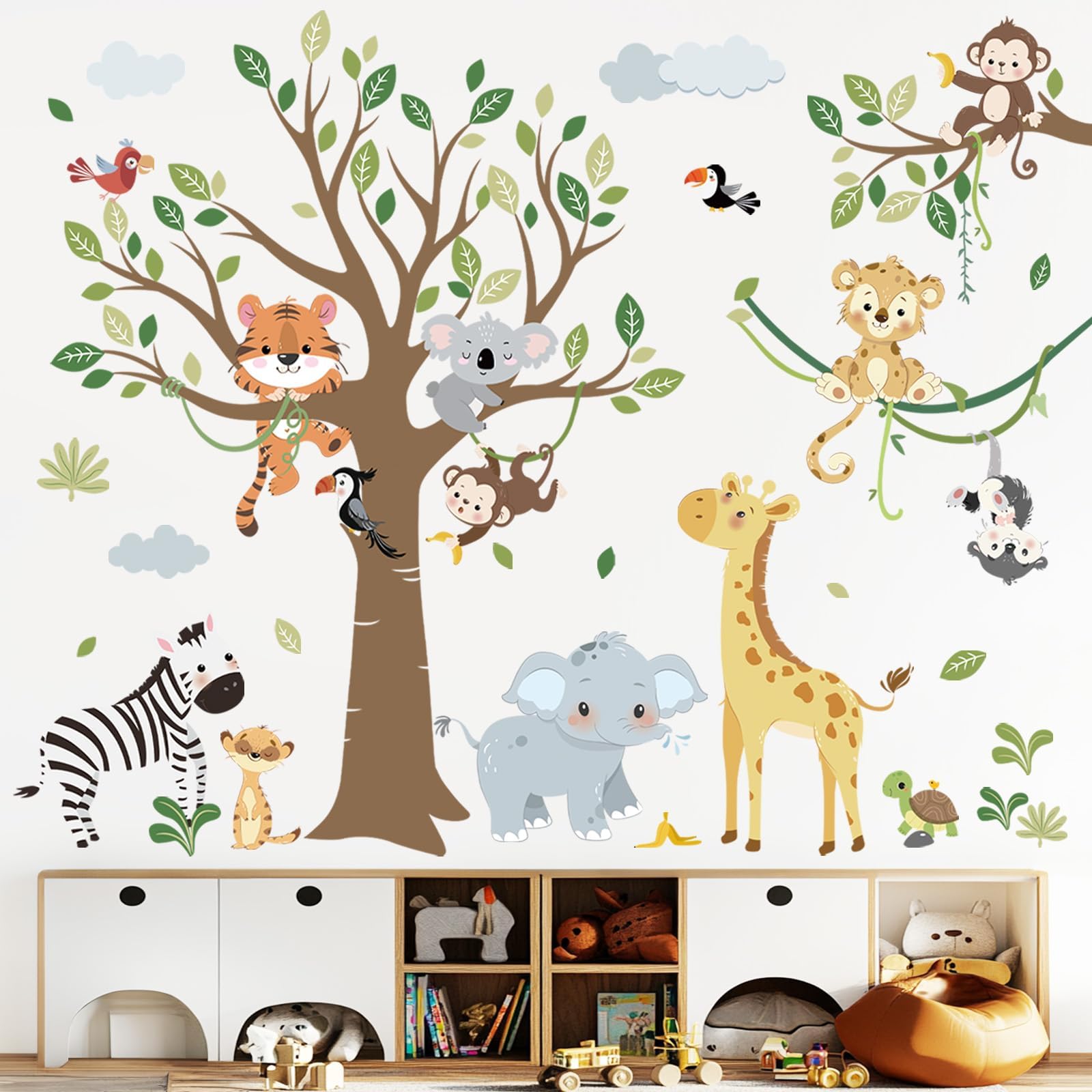 Amazon.com: DEKOSH Jungle Animal Wall Decal Pack of Colorful Stickers ...