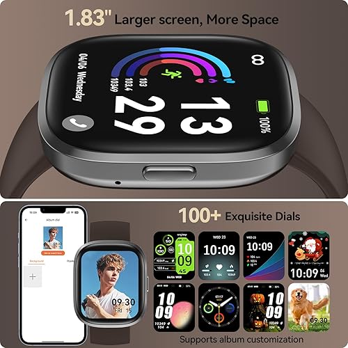 Miniatura 5 de Reloj inteligente (respuestahacer llamada), relojes inteligentes HD de 1.83 pulgadas para hombres y mujeres, IP68 impermeable rastreador de fitness
