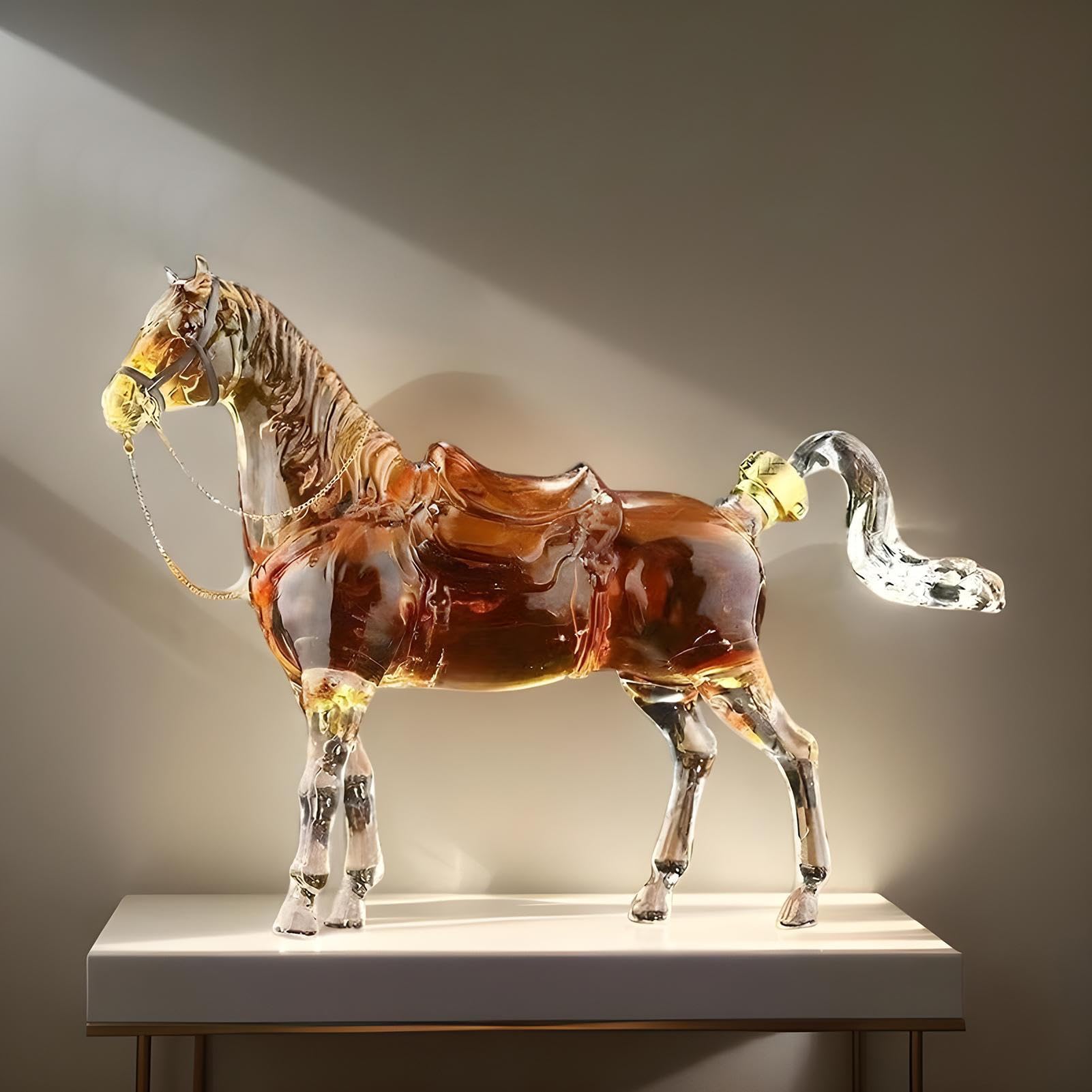Bottiglia di vino - Vaso di creativo a forma di cavallo, contenitore trasparente per bevande, elegante caraffa per succo, decorazione da bar, vetrina per sala da pranzo | Elemento espositore per