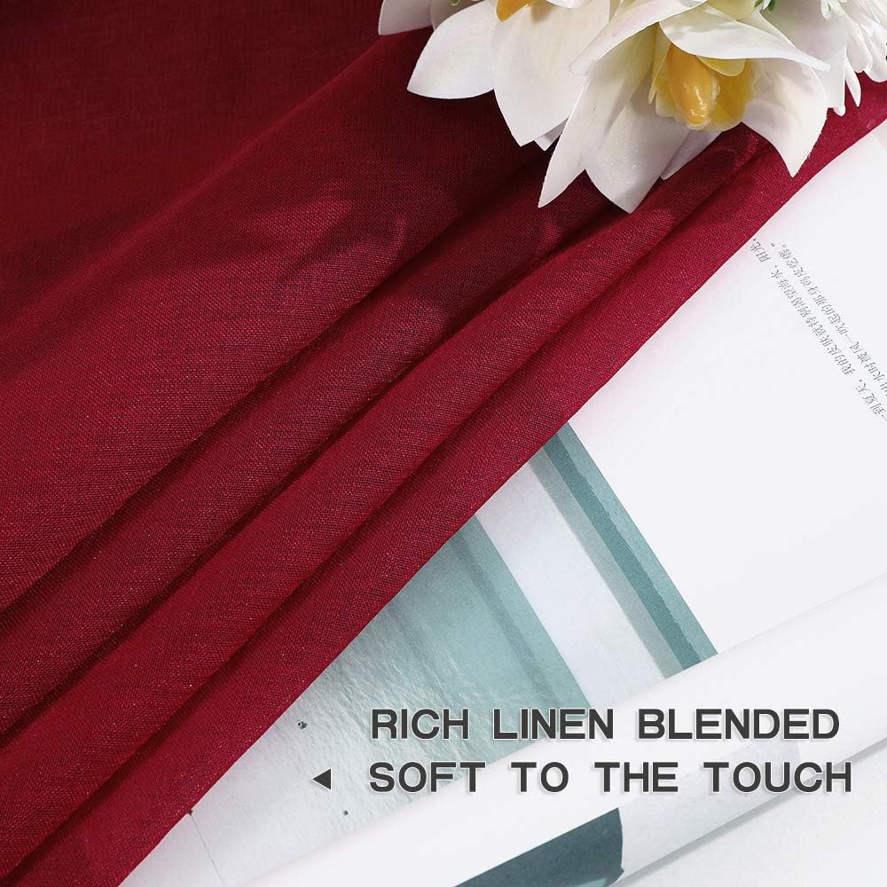 MIULEE 3D Christmas Decorative Romantic Stereo Chiffon Rose Flower Throw Pillow Cover Pillowcase for Decor Sofa 12x20 Inch Wine Red Bundle Linen Semi Sheer Window Curtains Grommet Drapes(54X84 inch)