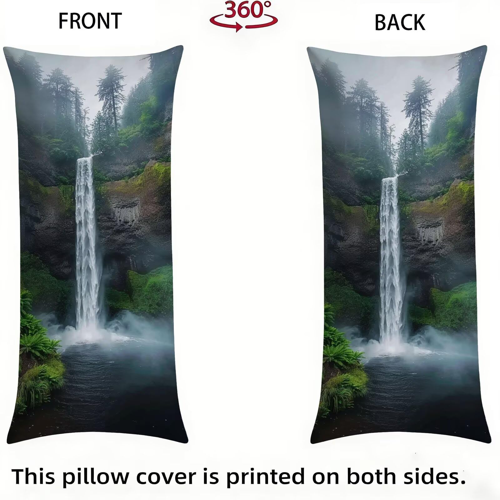 Funda de Almohada 60 x 180 cm Caer Protector Almohada 180 cm con Cremallera Invisible, Lino Durable y Transpirable Pillow Case Largas Bosque Impresión a Doble Cara para Cama, Sofá y Dormitorio dg-540