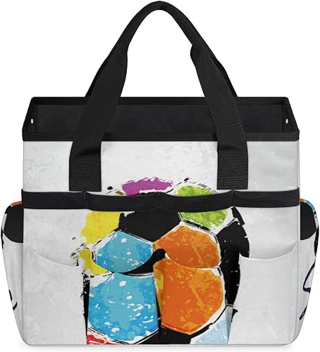 Miniatura 2 de Bolsa de herramientas de jardín de fútbol de acuarela para mujeres y hombres, bolsas de almacenamiento de herramientas de jardinería con 10