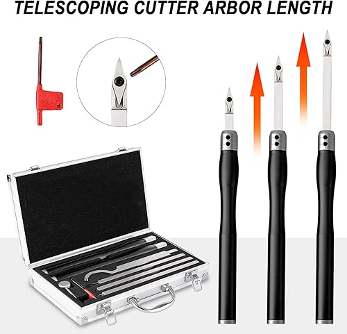Miniatura 3 de Gribouillage Juego de herramientas de torno de carburo, herramientas de torno de madera con mango extraíble, herramienta de torneado con conector