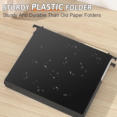 Vista 26 de Carpeta colgante de plástico tamaño carta, paquete de 12 carpetas colgantes reforzadas y resistentes, carpetas de archivador resistentes, carpetas