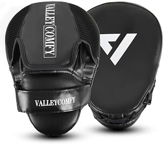 Valleycomfy Boxing Punching Mitts - Premium PU Leather Curved Focus Pads for Kickboxing, Muay Thai, Martial Arts Training