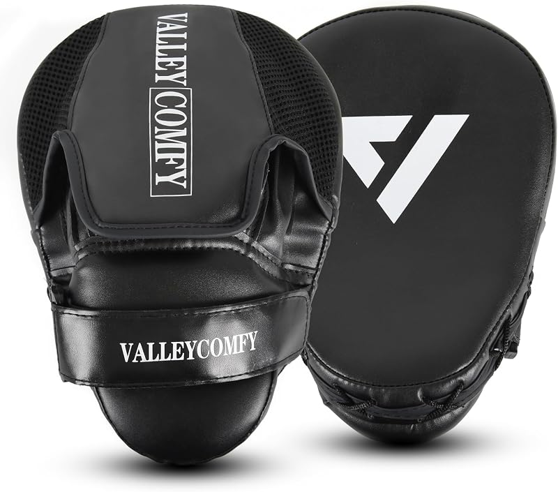 Valleycomfy Almohadillas de boxeo Mitones de boxeo para entrenamiento, Muay Thai, Artes marciales | Manoplas de boxeo curvadas, para hombres y mujeres, para Muay Thai, Kickboxing, Taekwondo