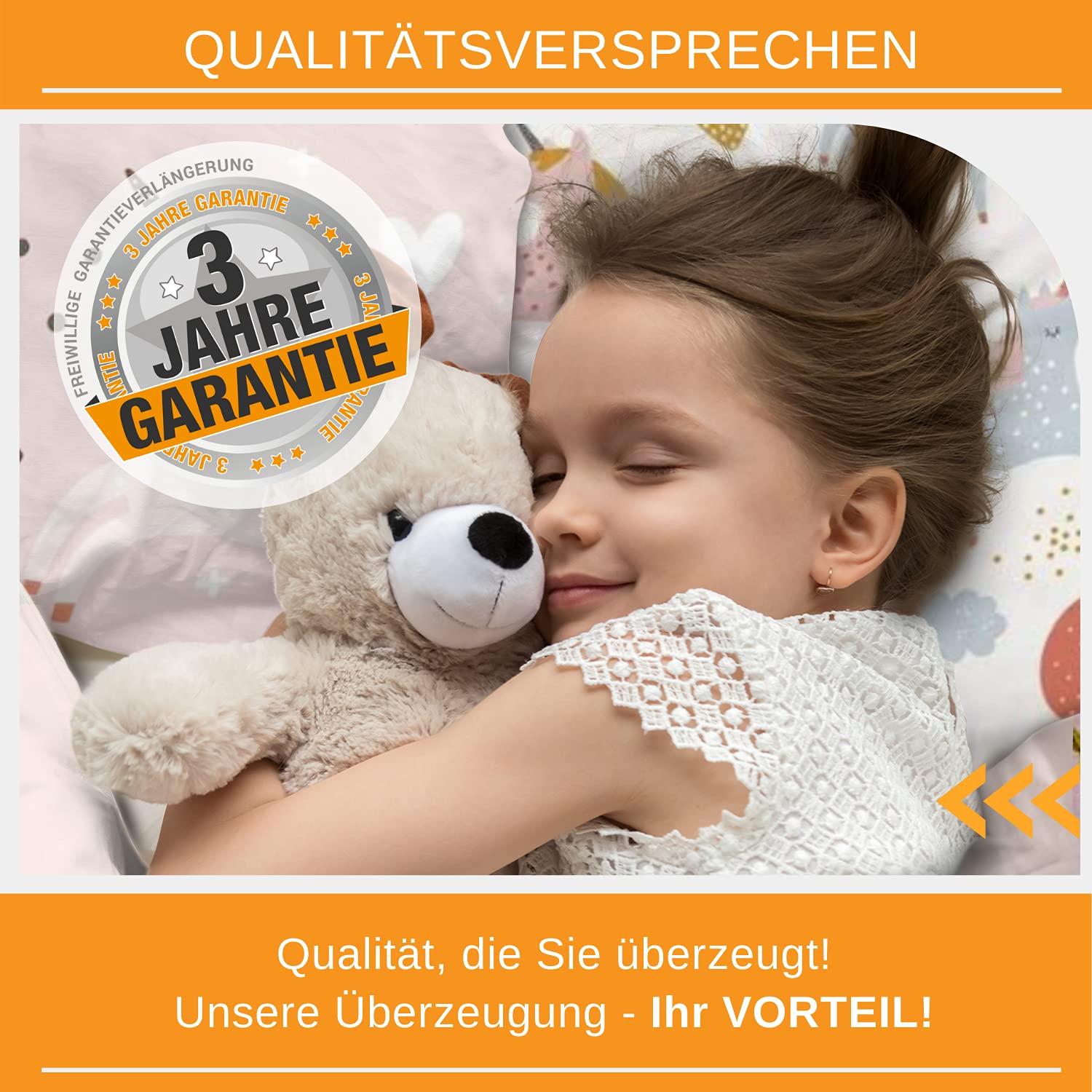 Aminata kids Bettwäsche Kinder 135x200 Mädchen Einhorn Motiv aus Baumwolle mit Reißverschluss Kinder-Bettwäsche-Set Jugendliche Teenager Einhornbettwäsche beige Tiere Tier-Motiv