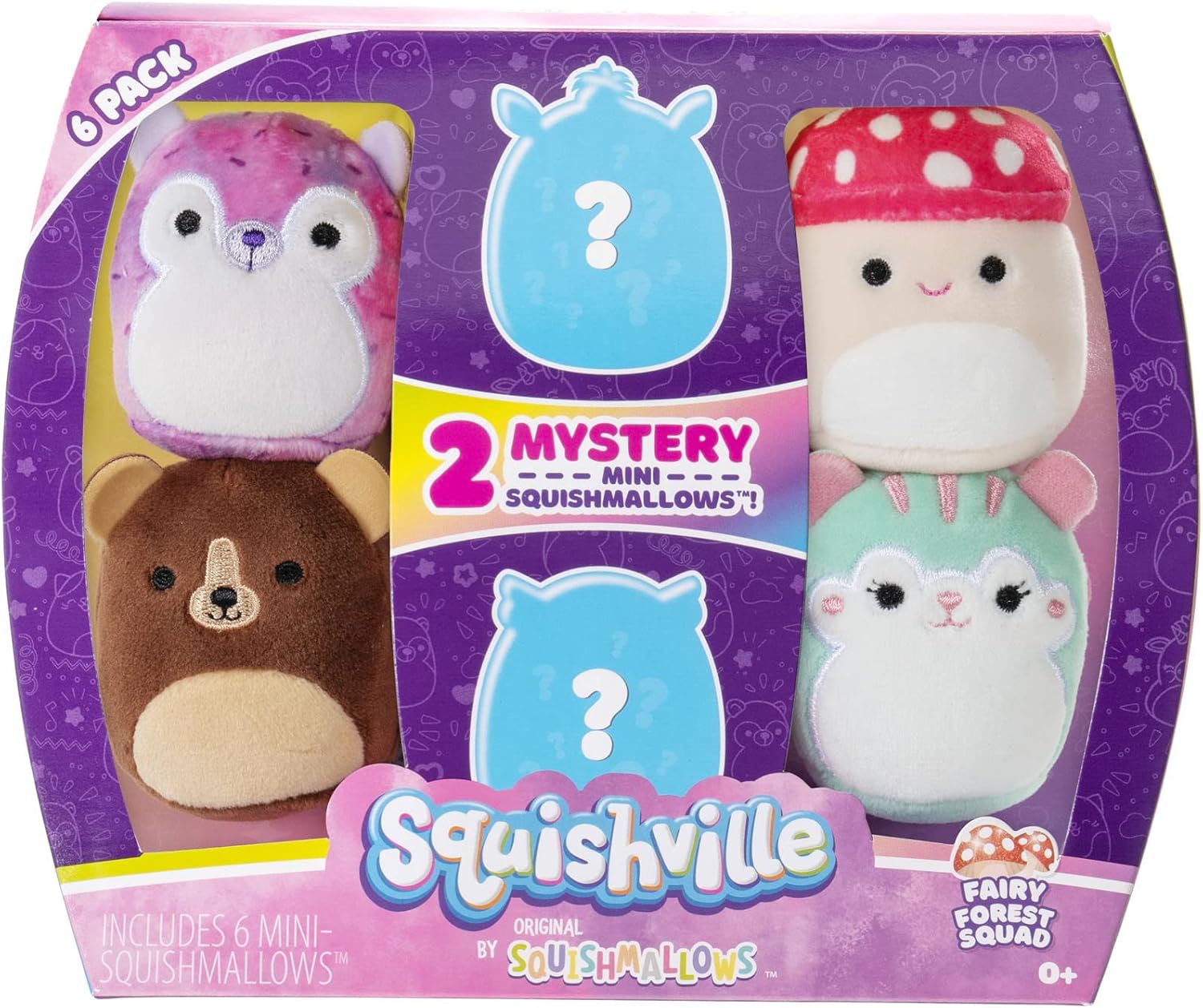 Squishville by Original Squishmallows Fairy Forest Squad Plush - 2-Inch Malcolm, Serene, Yasmin, Lonnie, Greta, & Miranda Plush - Toys for Kids