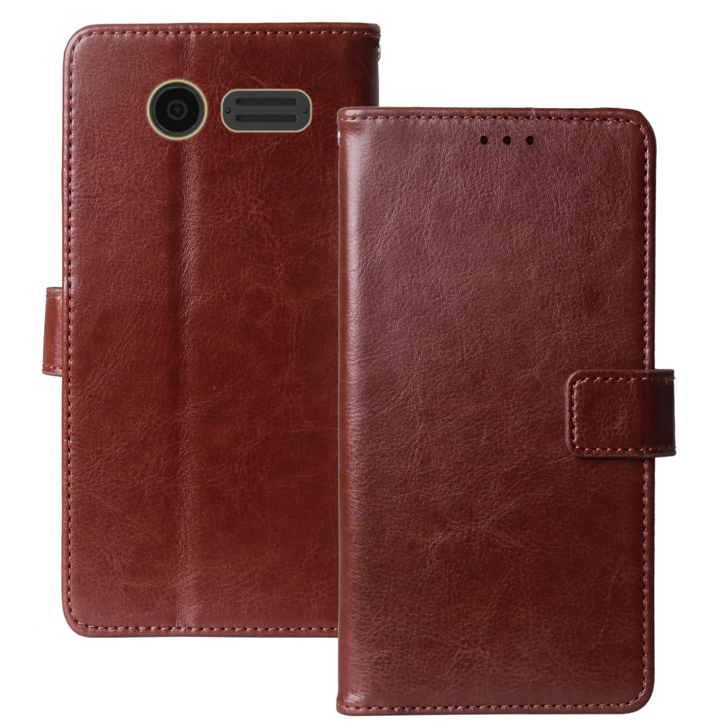 Anybird Premium Retro Flip Leather Protector Case For IMO DASH 4G Mini 1.8" Magnetic Card Slot Protective Bumper Folio Pouch (Brown)
