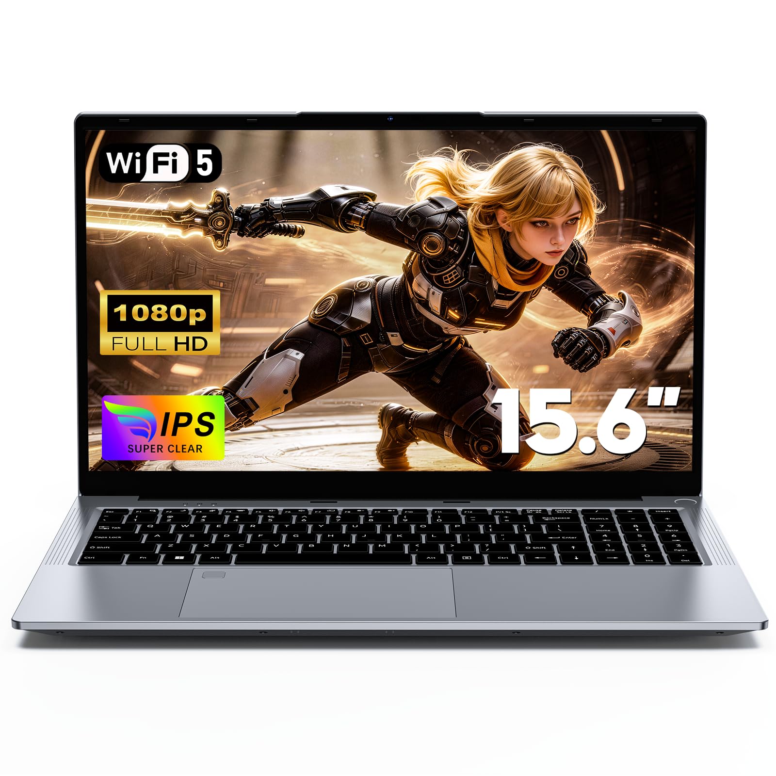 NAIKLULU 15,6 Pulgadas Ordenador Portátil Gaming 2026, Procesador R7 6800H (3,2 a 4,7 GHz), 32GB RAM 1TB SSD Pc Gaming Portatil Laptop Gamer, Teclado Retroiluminado, Desbloqueo por Huella, Tipo-C Global Recycled Standard Global Recycled Standard Global Recycled Standard