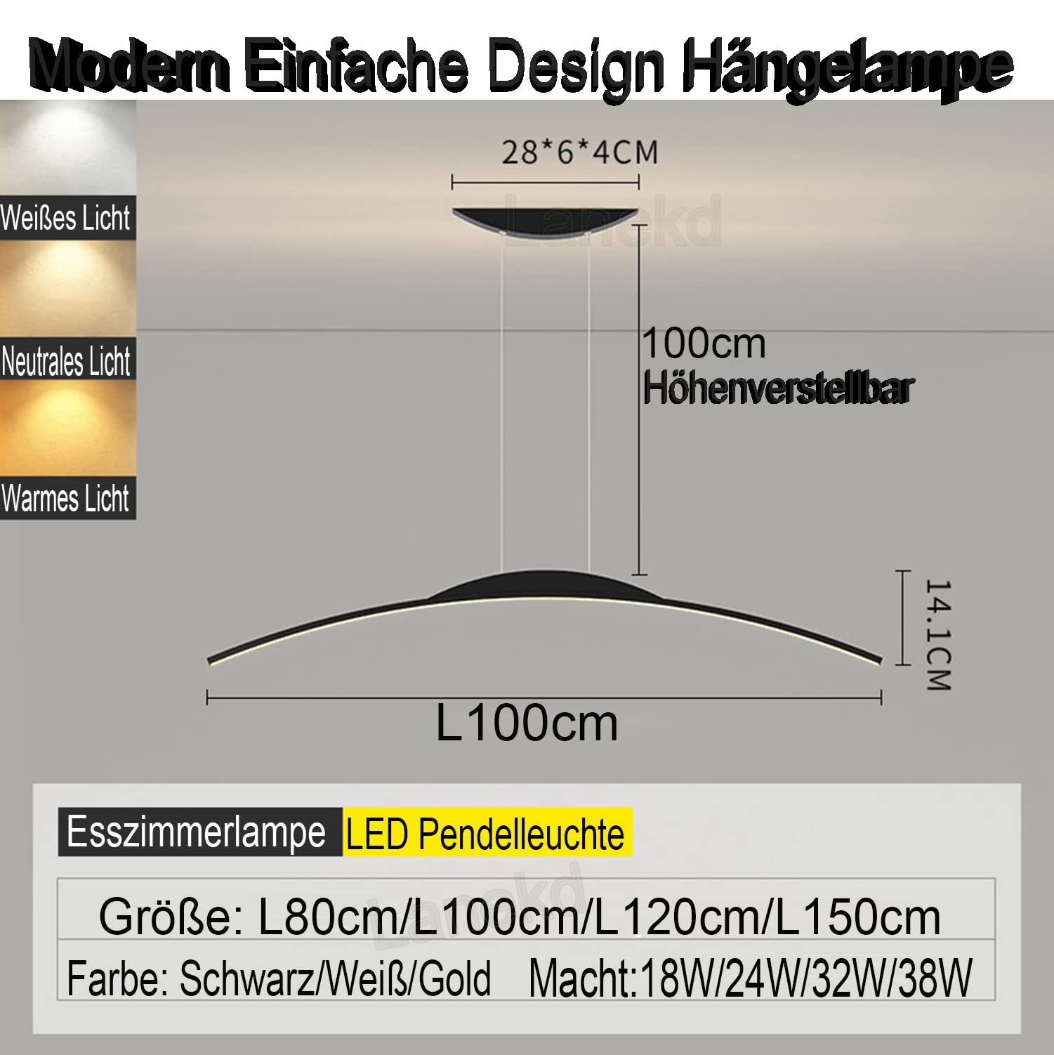 Moderna Lampadario Tavolo da Pranzo Lampada a Sospensione LED Dimmerabile Cucina Soggiorn Luce con Telecomando Regolabile in Altezza Lampadari Lampada da Soffitto per Sala Ufficio