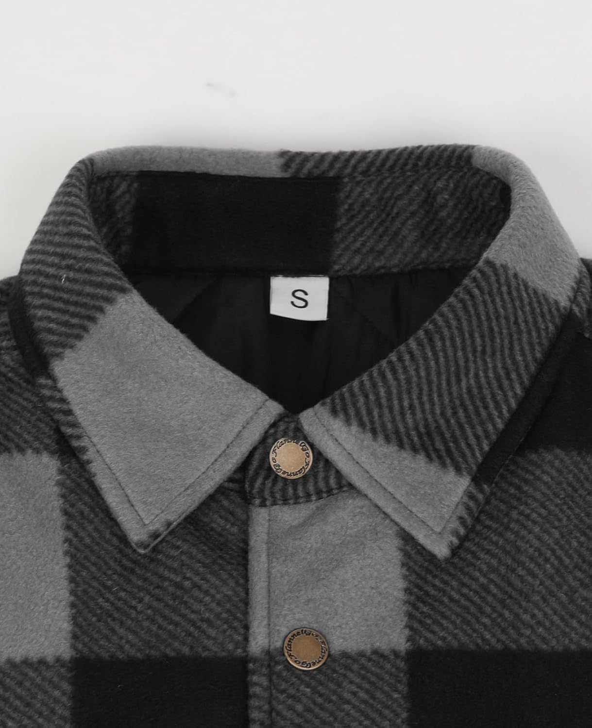 ThCreasa Boys Quilted Lined Winter Fleece Jacket Plaid Snap Button Shacket, Warm Kids Outerwear - Image 4