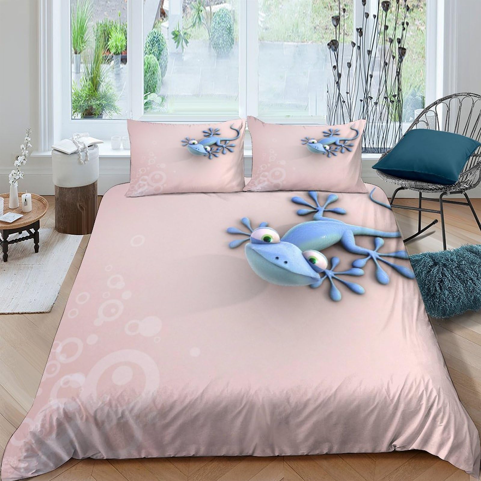 Parure de lit king size Geckos housse de couette 220x240 cm