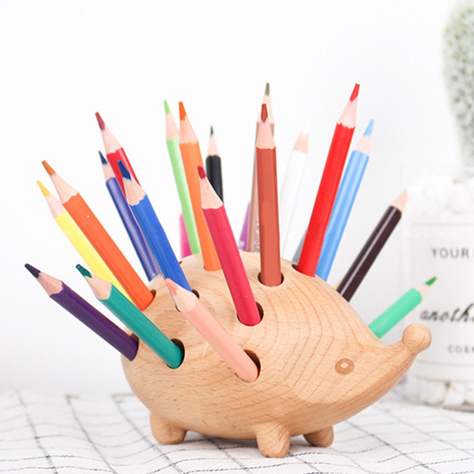 Organisateur de crayons Hérisson - Pot à crayons en bois de hérisson