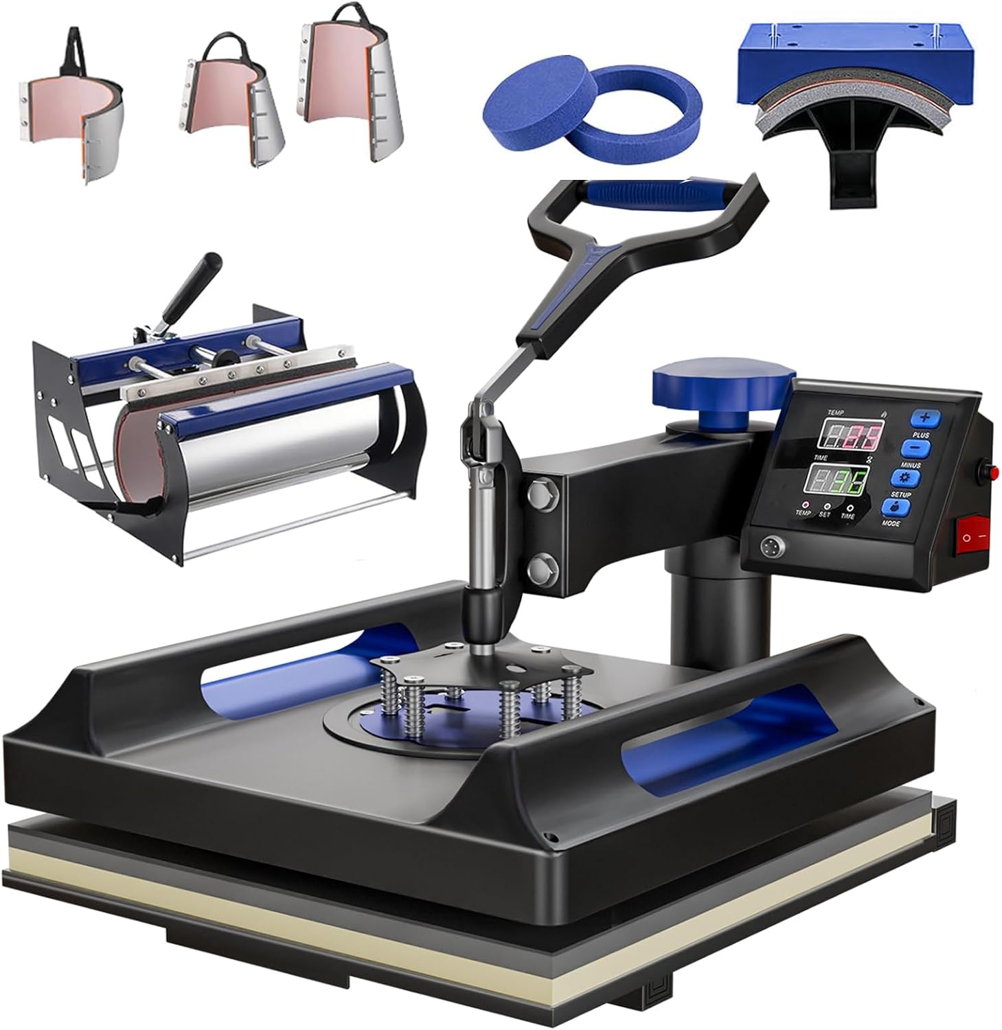 Prensa Térmica 8 en 1 Henetion 15x15 Pulgadas con Adjunto para Tazas