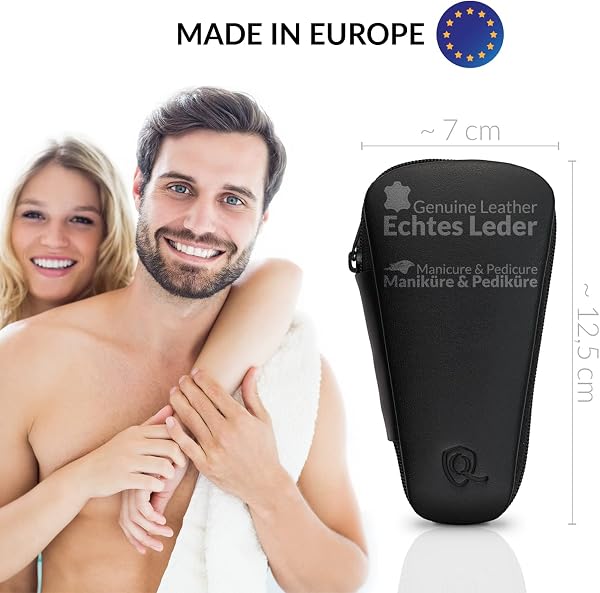 marQus - Set manicura y pedicura de 5 piezas para hombre y mujer, con estuche de cuero auténtico, fabricado en Europa, ideal para viaje - 2