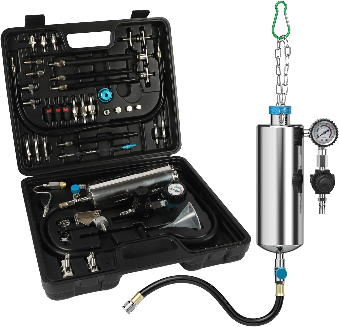 Autory Fuel Injector Cleaner Kit, Automotive Non-Dismantle Fuel Injector Cleaner Tester 1000ML 150PSI Intake Valve Manifold Throttle Body Catalytic Converter Cleaner Machine with Different Adapters