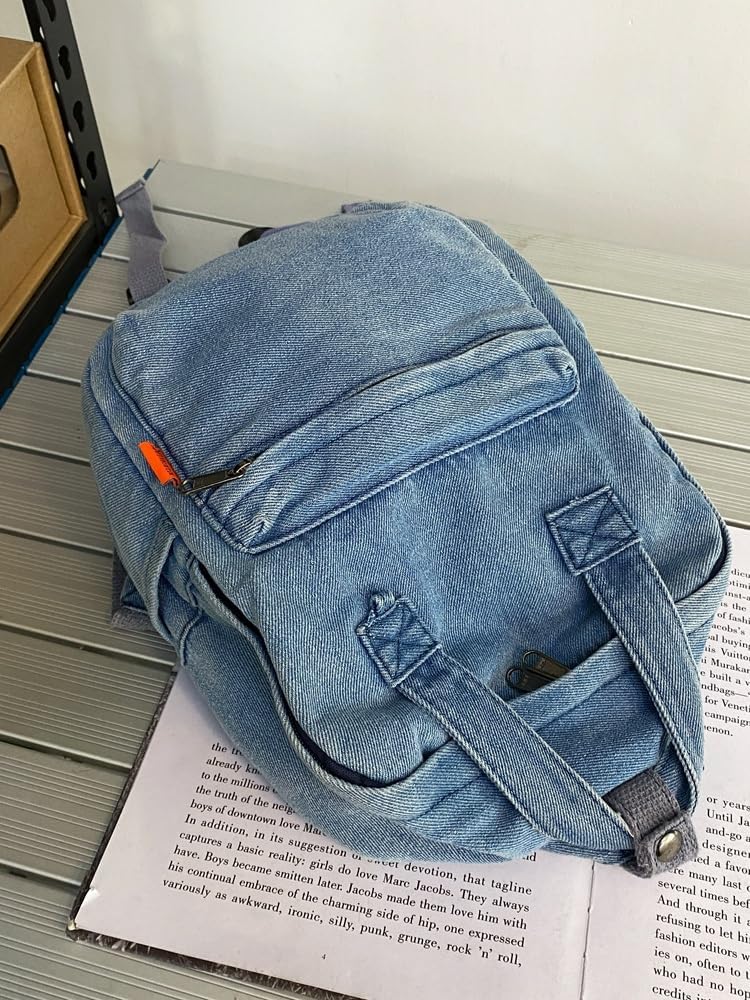MaxxCloud Vintage Denim Laptop Backpack Casual Canvas Daypack Handbag Purse Lightweight Rucksack Shoulder Bag - Image 5