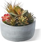 6inch Artificial Succulent Plants in Pots,Fake Succulents with Gray Ceramic Pot for Home Office Desk Bathroom Coffee Table Decor
