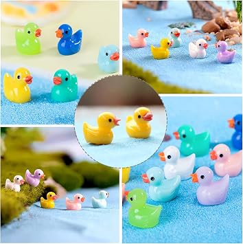 Mini Resin Ducks, 55pcs Small Ducks 11 Colors Tiny Ducks Miniature Garden Decoration Little Ducks for Fairy Garden Aquarium Landscape Ornaments Craft