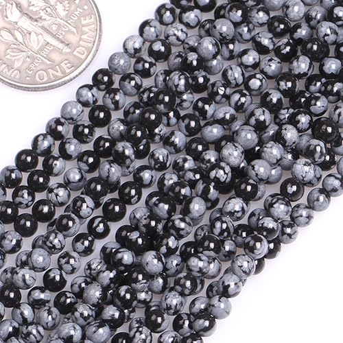 GEM-Inside - Cuentas sueltas de obsidiana de copo de nieve natural de 0.118 pulgadas (0.118in), piedra energética de cristal redondo para hacer