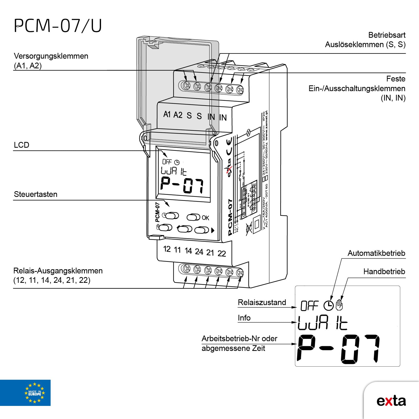 Zeitrelais 24-230V AC/DC typ: PCM-07/U