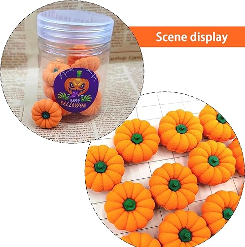 Miniatura 3 de 18 borradores de calabaza de Halloween a granel, mini borradores 3D divertidos borradores de bolsas de regalo, regalo gratificante para profesores,