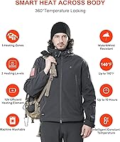 Vista 3 de DEWBU - Chaqueta térmica con batería de 12 V para invierno y exterior, con capa de calor eléctrica