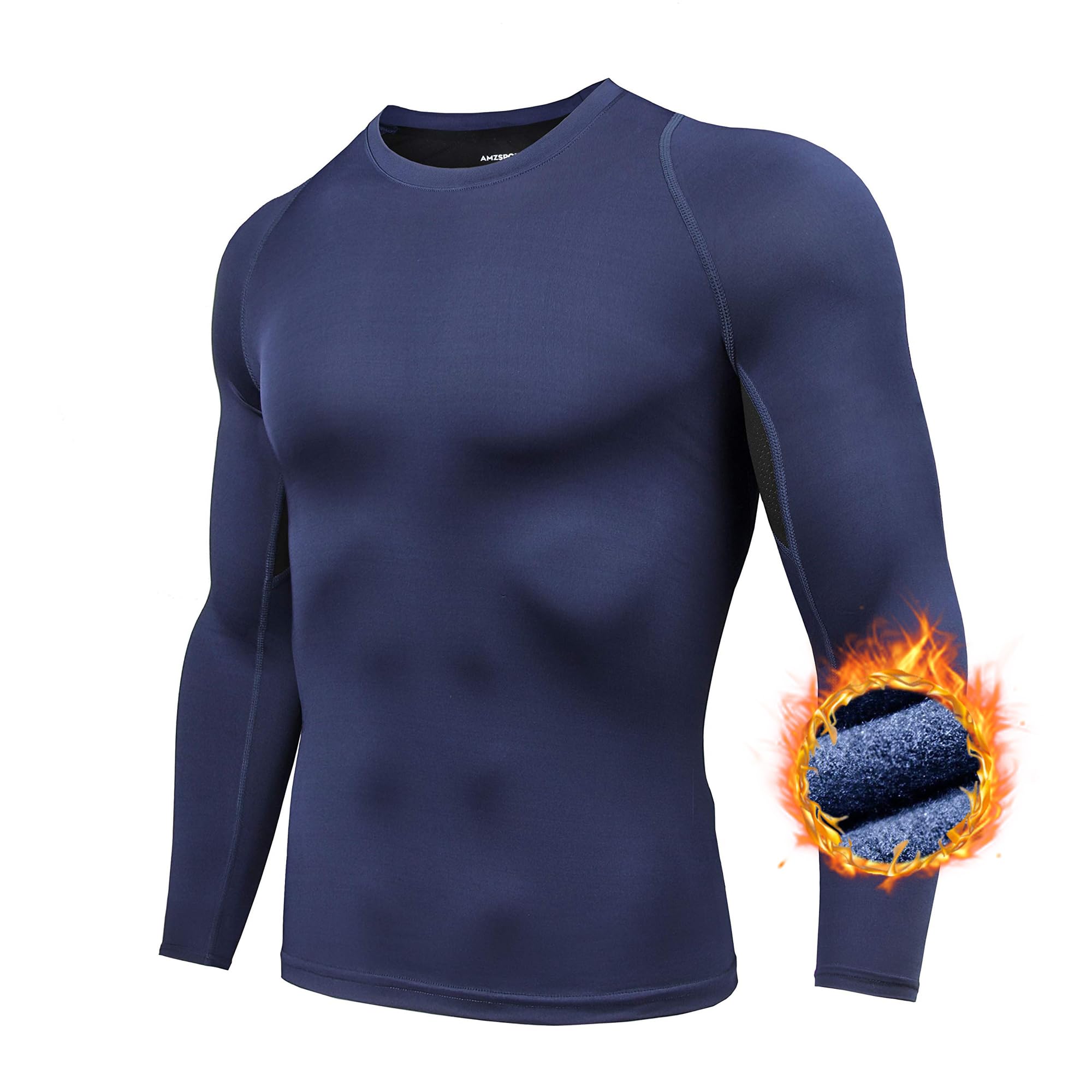 AMZSPORT Camicia a Compressione da Uomo, Maglietta a Maniche Lunghe Cool Dry Layer Fitness Top