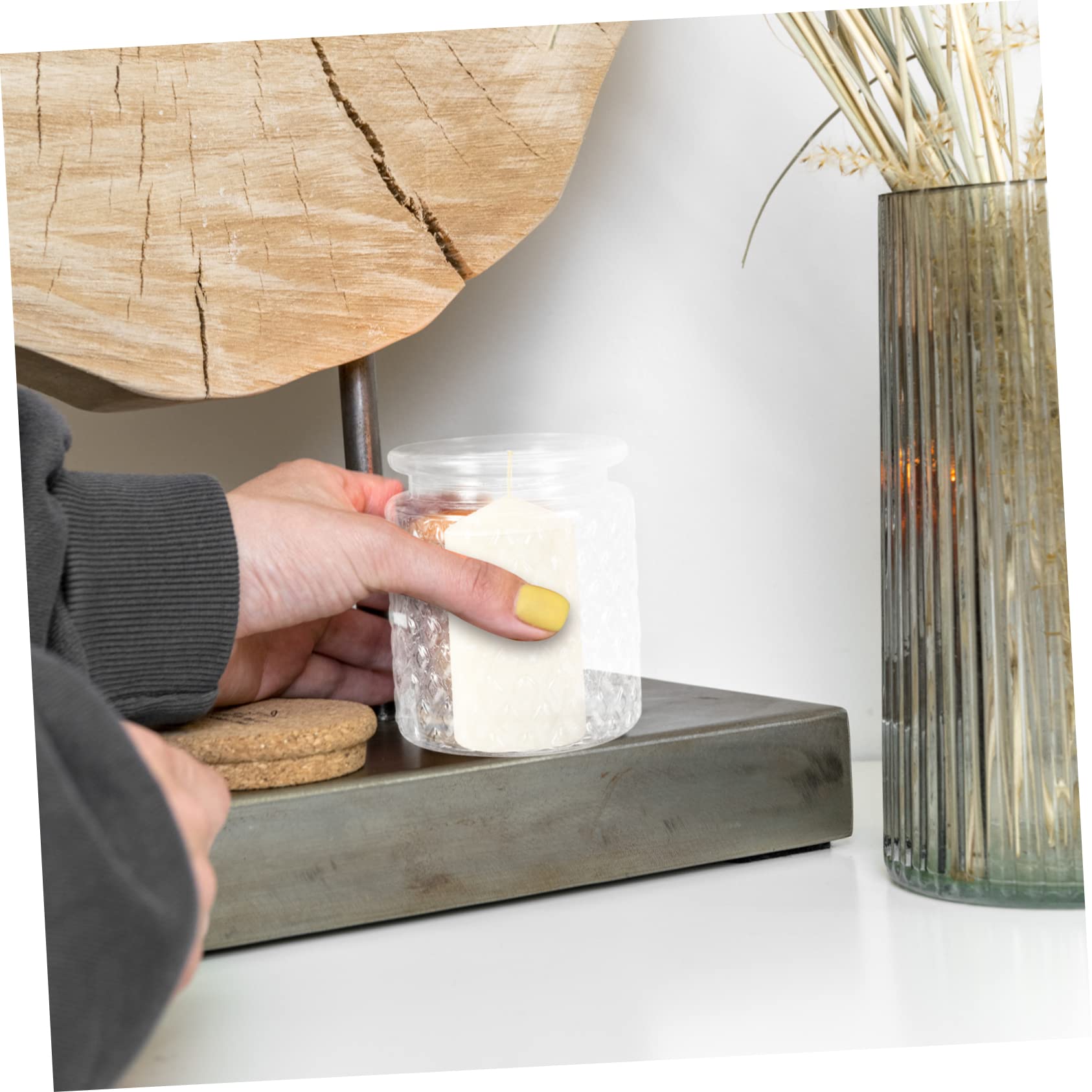 Gatuida Barattoli in Vetro Trasparente per Candele 280ml, Set da 3 Contenitori Artigianali da Tavolo, Decorazione Romantica per Camera da Letto, Soggiorno e Bar, Resistente