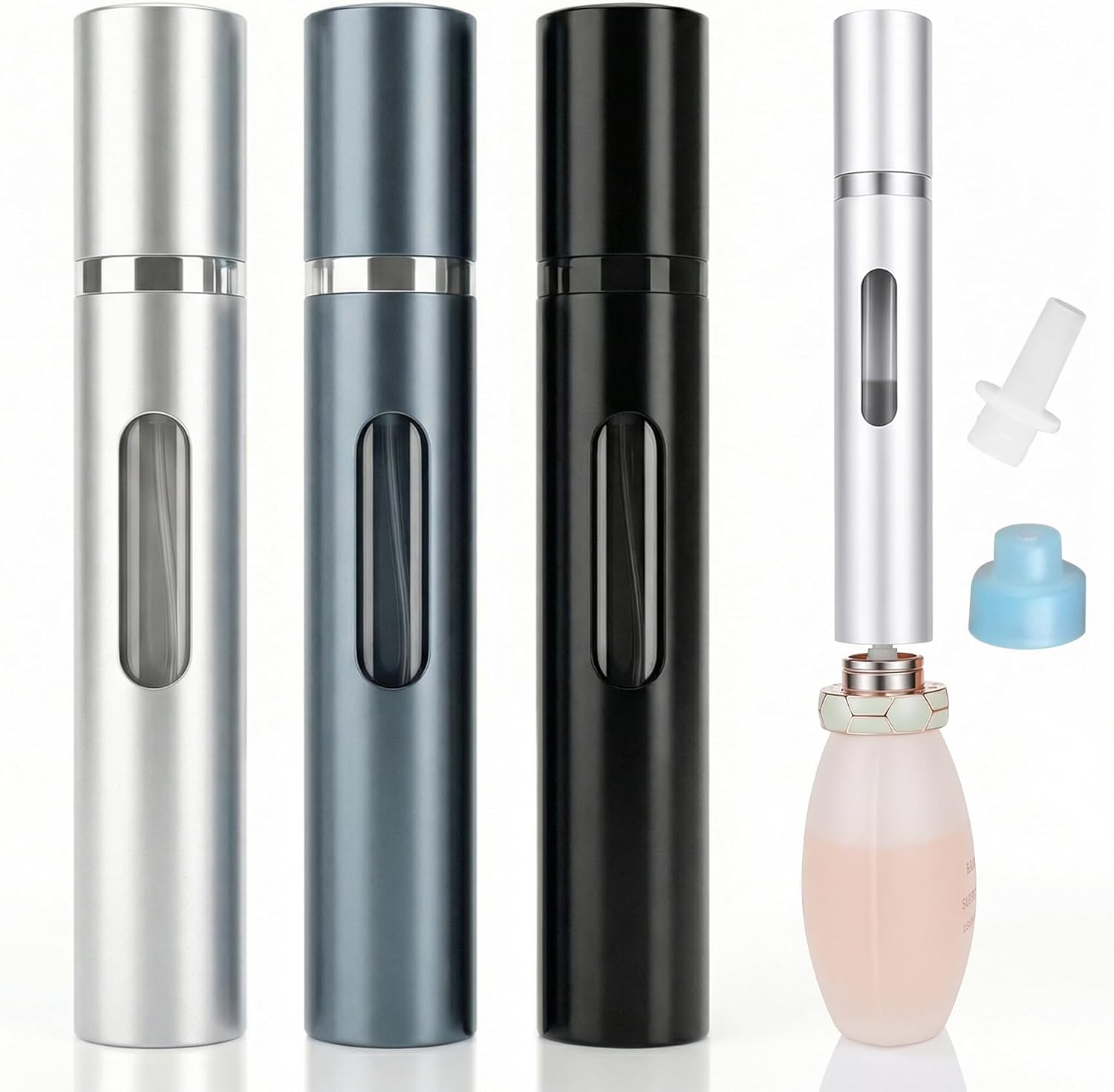 3PCS 10ml Travel Perfume Atomizers, Refillable Portable Sprayer Bottles with Bottom-Filling for Fragrance, Perfect Travel Essentials for Men & Women.