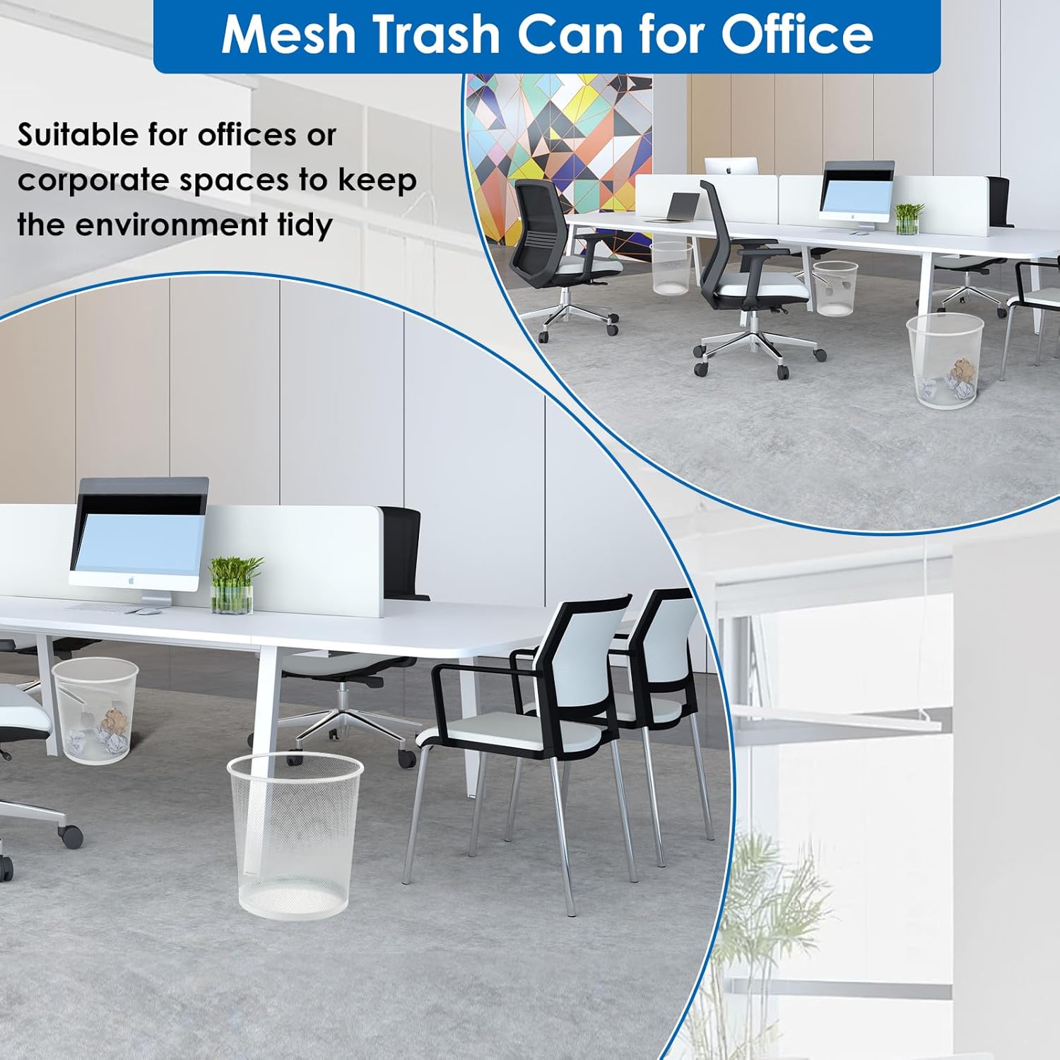 Office Mesh Trash Cans (10-Pack 4 Gal),Open Metal Wire Wastebaskets, Mesh Office Garbage Can,Waste Basket Trash Can for Near Desk,Wire Garbage Container Bin for Home,School