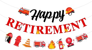 Sursurprise Firefighter Retirement Decorations, Fireman Happy Retirement Banner Kit for Fire Department Retired Party Supplies