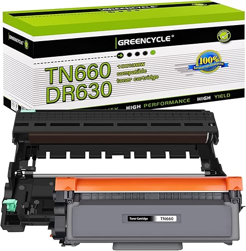 greencycle Paquete de 1 cartucho de tóner negro TN660 TN-660 y 1 unidad de tambor DR630 compatible con impresora láser Brother DCP-L2520DW