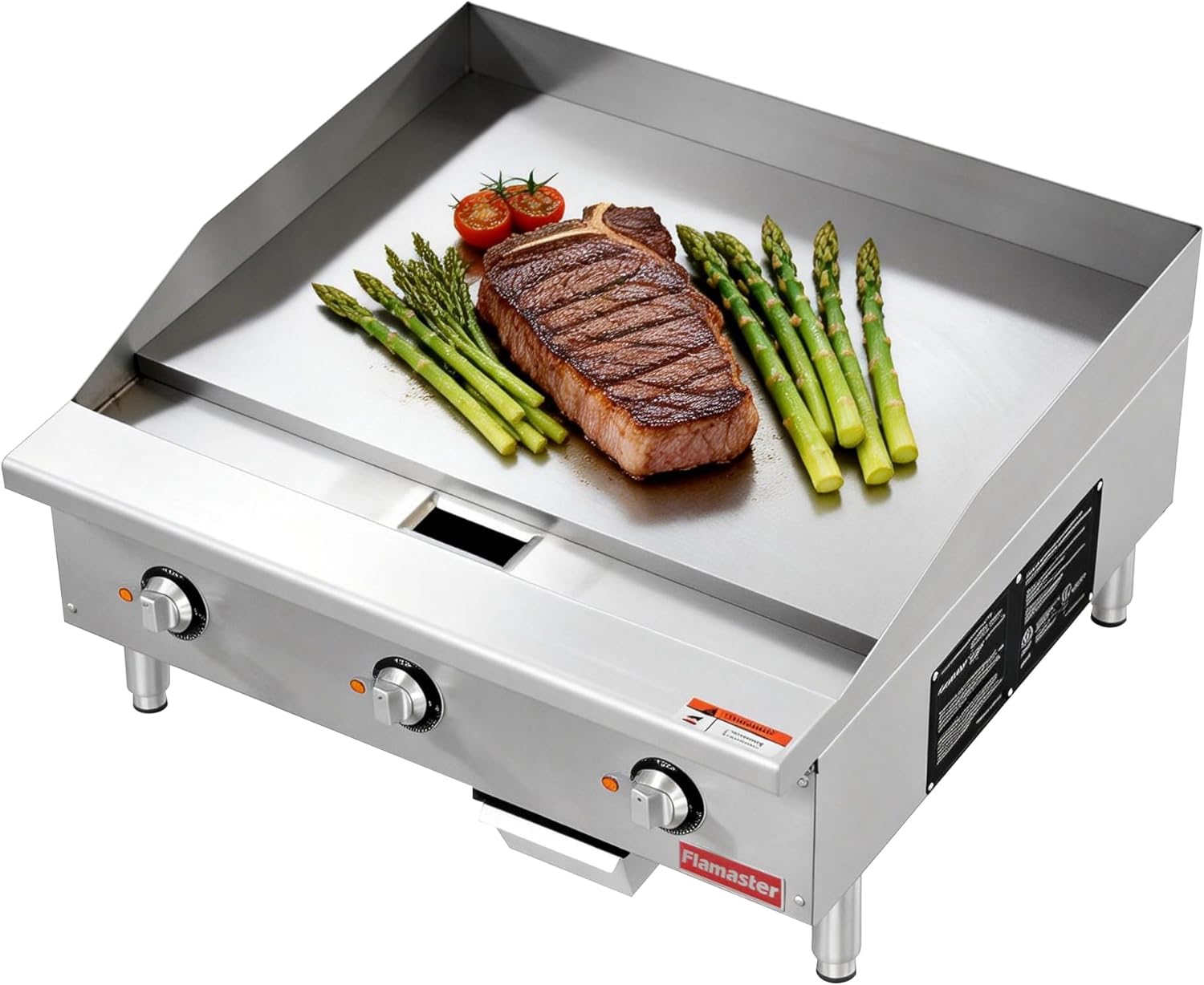36" Commercial Electric Griddle, Countertop Griddle, Stainless Steel Flat Top Grill Hot Plate with 9000/12000 W (208V/240V) element for Restaurant, Food Truck-1PH / 3PH