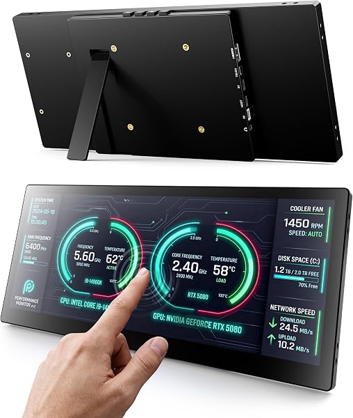 12.3" Stretched Bar Monitor, Mini Touchscreen for PC, Small Wide Display