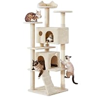 Yaheetech Albero Tiragraffi per Gatti 178 cm con 3 Pali Graffiatoi 3 Posatoi 2 Grotta