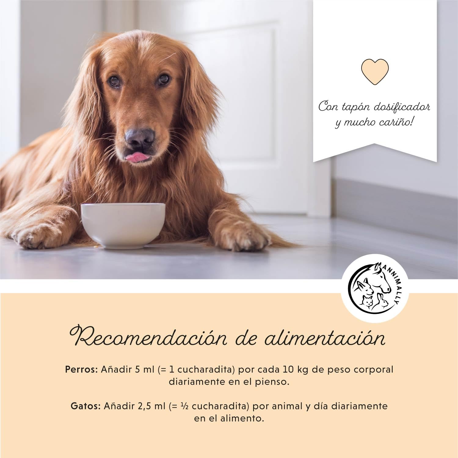 Annimally Aceite de Salmón Escocés para Perros, Gatos y Caballos 1 Litro - con 30% de Ácidos Grasos Omega 3 y 6 - Aceite de Pescado para Dieta Barf - Producto Natural Puro