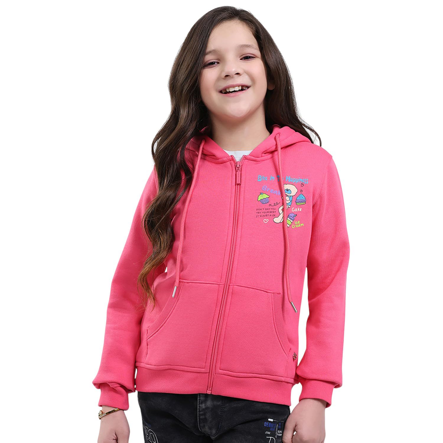 monte carlo Girls Regular Fit Printed Hooded Neck Zipper Closure Full Sleeve Winter Sweatshirt| Warm Pullover for Kids | Stylish Sweatshirt | Soft Comfortable Casual Winter Wear (Pack of 1)-picture-31
