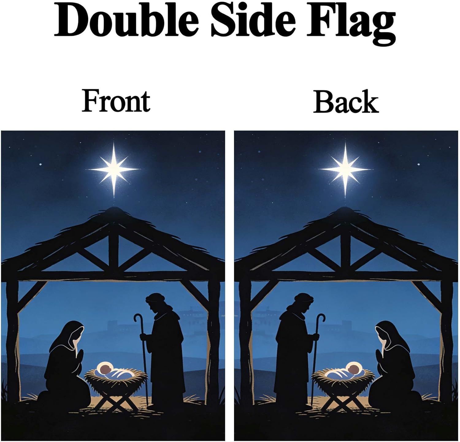 Christmas Story Sunset Winter Landscape House Flag 28 x 40 Inch, Double Sided Large Garden Yard Welcome Flags Banners for Home Lawn Patio Outdoor Decor