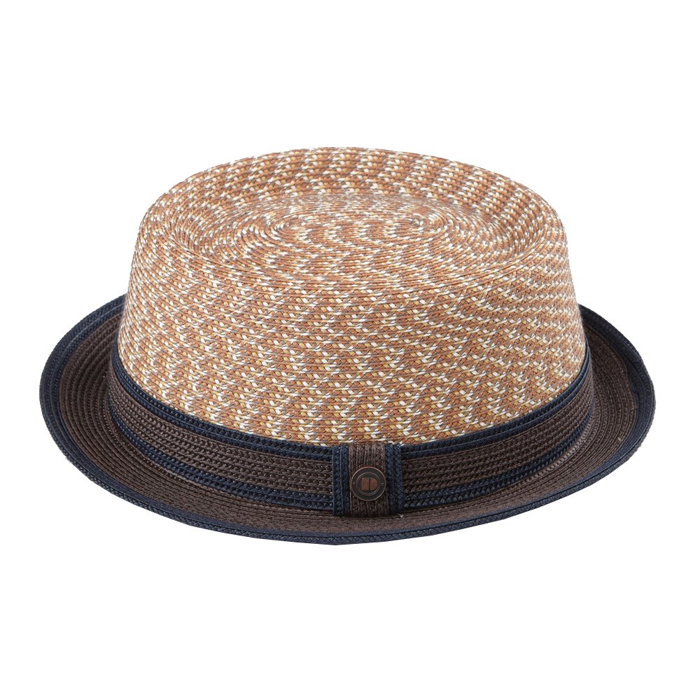 DASMARCA Mens Crushable & Packable Multi-Color Porkpie Summer Straw Hat - Bill Sunset S