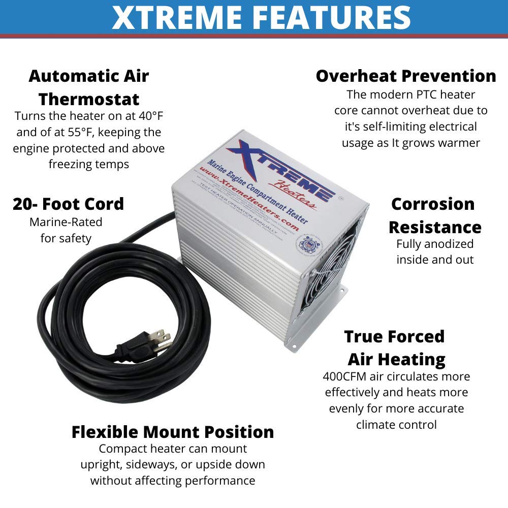 Xtreme Heaters XHEAT Small 300W 110v Boat Engine Compartment Heater