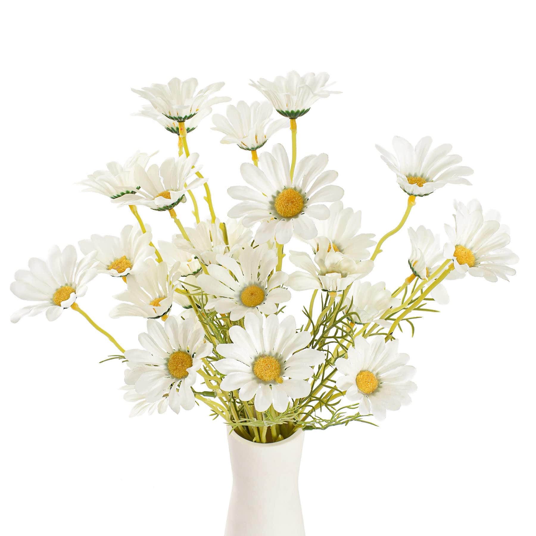 HUIANER 6 Bundles 21”Artificial Daisy Flowers Faux Silk Daisy Flowers with Stems for Home Garden Vase Décor (White)