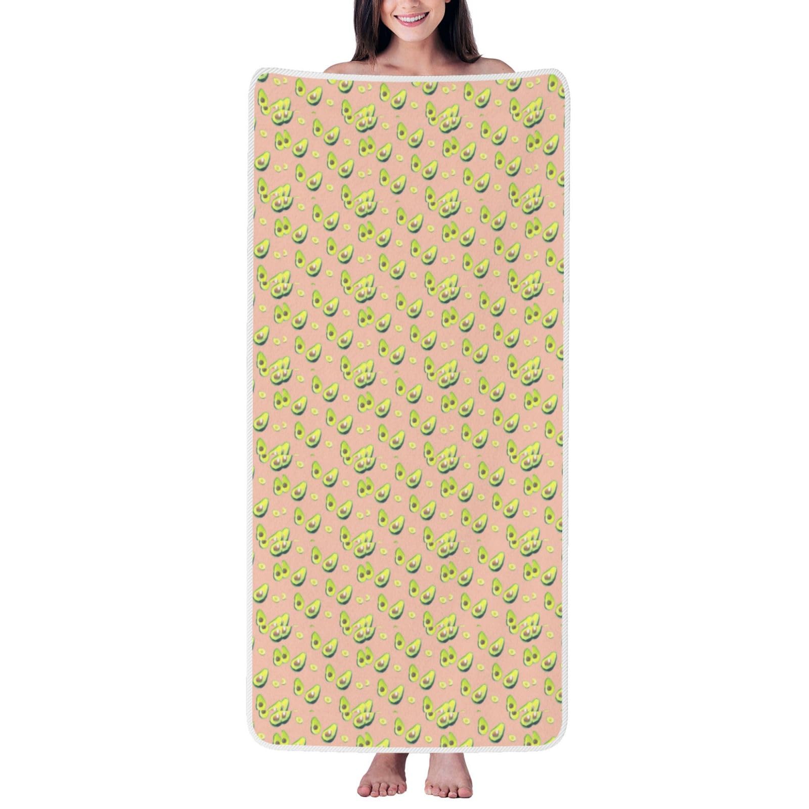 Nimongt Unisex White Many Avocado Images Print Lightweight Comfort Coral Velvet Bath Towel Home Bathroom Hotel Spa Beach Travel