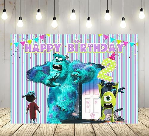 Blue Monster Inc telón de fondo, 5 x 3 pies, poliéster, para fiesta de segundo cumpleaños, tema de abucheo, pancarta de baby shower, decoración de disponible en Yaxa Venezuela