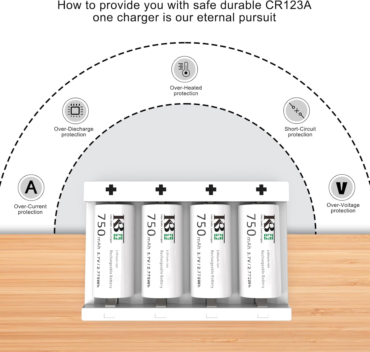 KBT 8-Pack Batteries 123A Battery Charger, Fast Charging 2A Smart Charger for Arlo Wireless Cameras VMC3030 VMK3200 VMS3330 3430 3530
