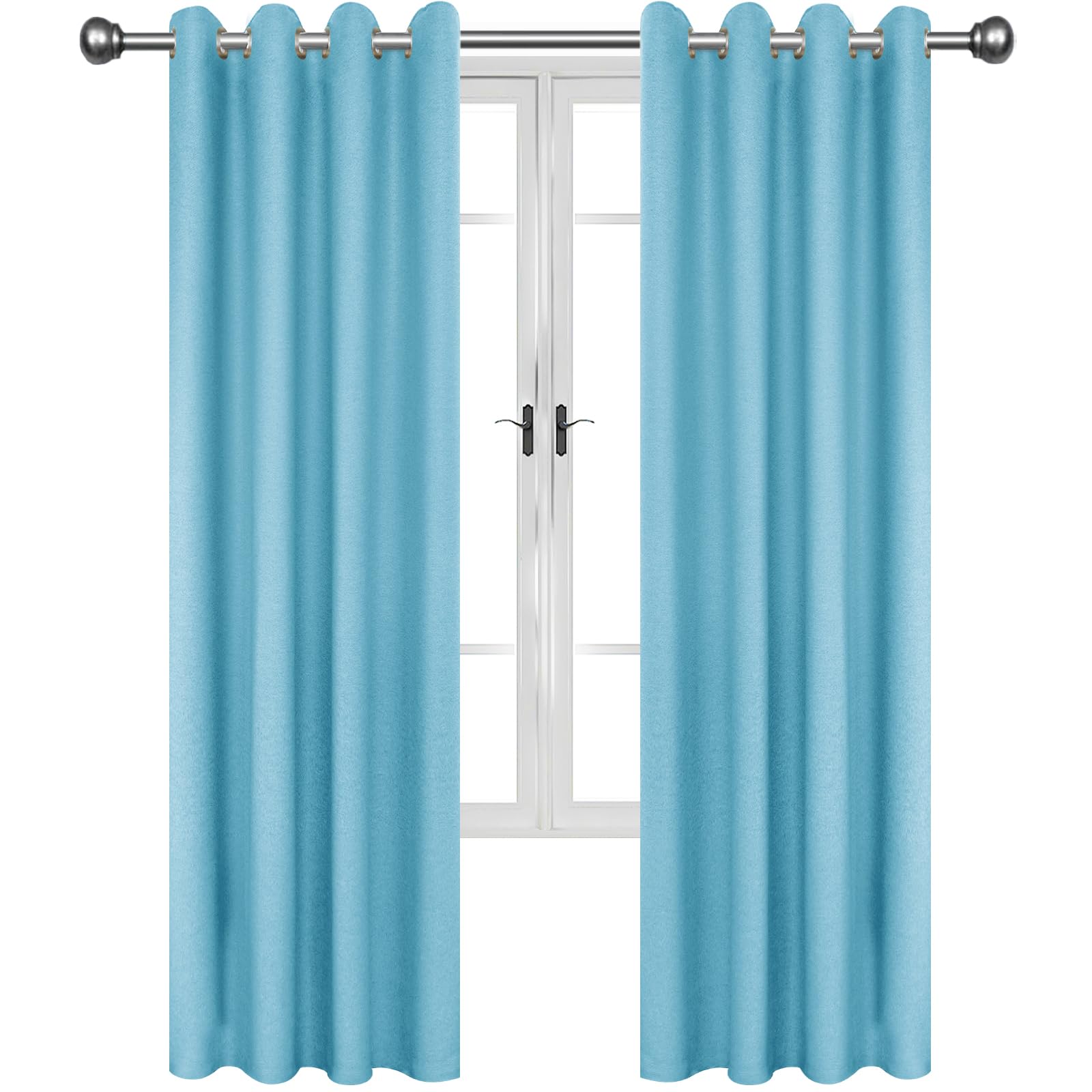 JIVINER Kids Bedroom Blackout Curtains Noise Reducing Thermal Insulated Drapes for Living Room Energy Efficient Curtains (Light Blue, W42 X L84,2 Panels)