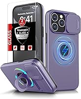 Vista 46 de Funda magnética para iPhone 11 Pro compatible con carga inalámbrica MagSafe, con 2 protectores de pantalla, anillo kickstand de 360° integrado +