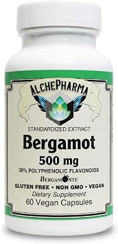 Bergamot 500mg Standardized Citrus Bergamia Extract with 38% Polyphenolic Flavonoids Bergamonte Trademark Quality Non-GMO, Vegan, Gluten-Free 60