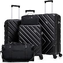 Luggage Sets 5 Piece, Suitcases with Wheels, ABS Hard Case Luggage with TSA Lock Spinner Wheels, Carry On Luggage Set(5 Piece Sets (20"/24"/28"/DB/TB))